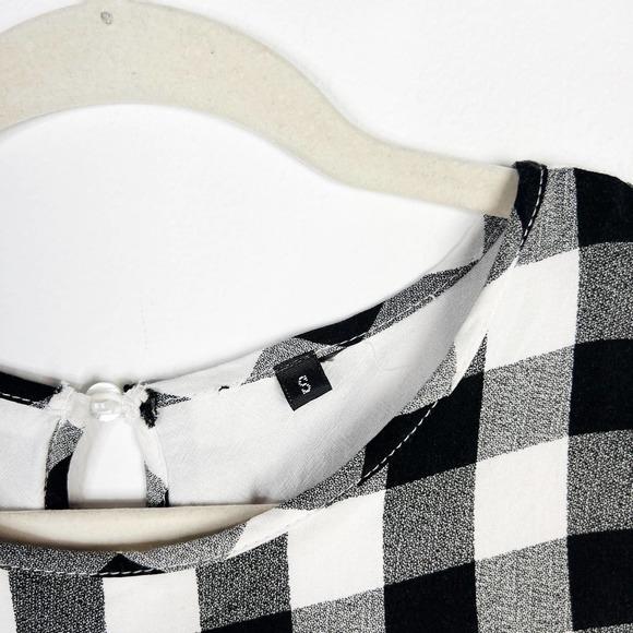 Black and White gingham check plaid cotton dress Size XS/S - Picture 3 of 7